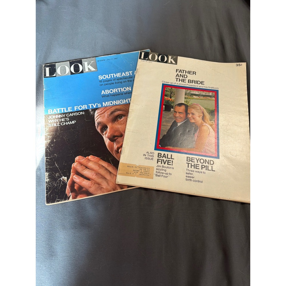 Vintage LOOK Magazine Lot 1967 Johnny Carson 1971 Richard Nixon Tricia Nixon